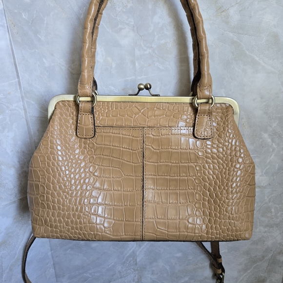 Patricia Nash Tan Crocodile-Embossed Satchel - Picture 1 of 10